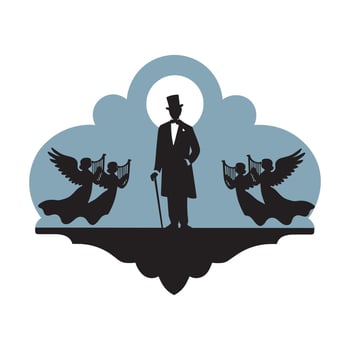 Gentleman in Top Hat with Angels Silhouette vector