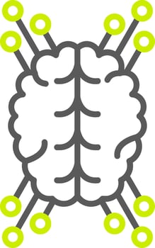 A brain with green circles around it vector