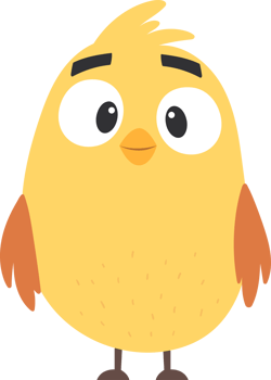 Cartoon bird, funny yellow character with large eyes and small orange wings png