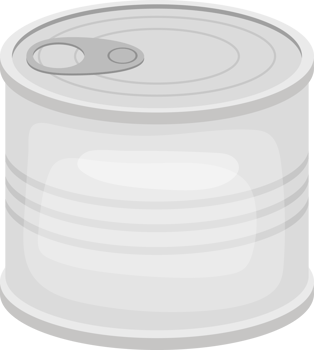 A sealed metal container with a pull tab, typically used for food preservation. png