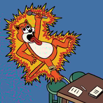 Cartoon character singing with a microphone vector
