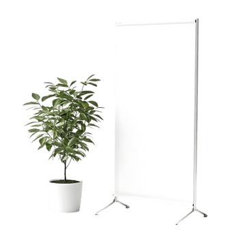 Blank white room divider with potted plant isolated on transparent background png