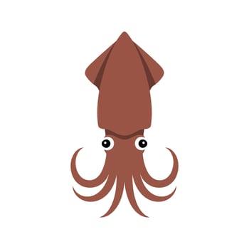 Cute cartoon illustration of a brown squid vector