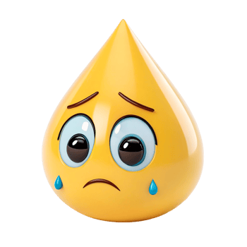 Realistic 3D sad face emoji with teardrop and glossy surface showing expressive eyes. png