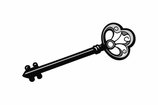 Black Silhouette Antique Style Key Ornate Design antique key vector