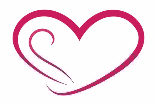 Magenta Heart Outline Graphic Design Two Dynamic Curves vector