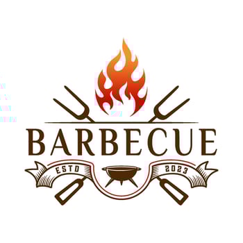 barbecue logo. grill and two crossed spatulas, barbecue symbol vector