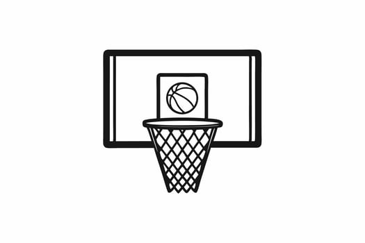 Basketball hoop icon, line icon, black and white illustration vector