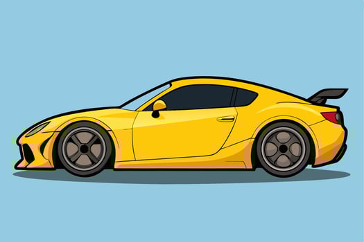 Cartoon sports car on blue background vector