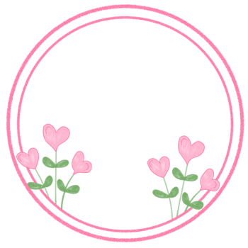 A pink circle with hearts on it png