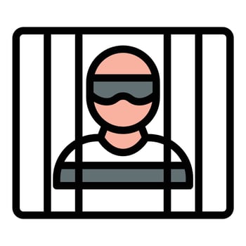 Criminal icon flat line style illustration representing unlawful activity and offenders, suitable for law enforcement, legal, and crime prevention-related projects vector