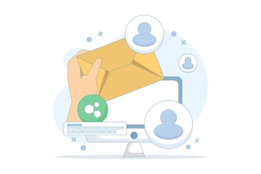 Email marketing strategy concept. subscribe to newsletters or send online promotions to attract customers to the website, communication and advertising. flat style design on the background. vector