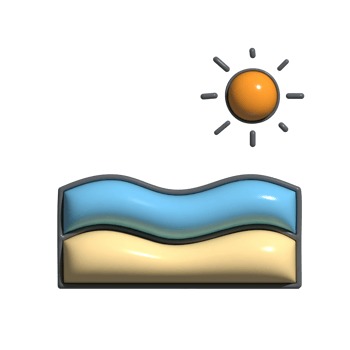 Vibrant 3D Island Getaway and Relaxing Icons png