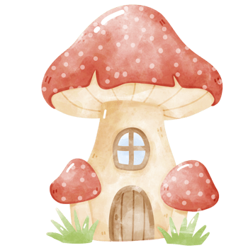 Watercolor Red Cap Mushroom House png