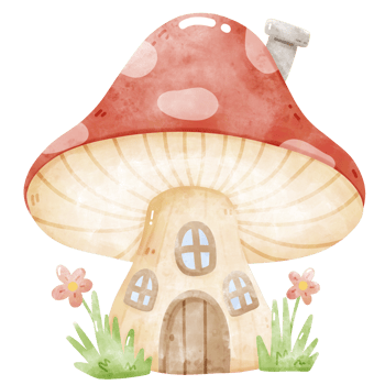 Charming Watercolor Red Mushroom House png