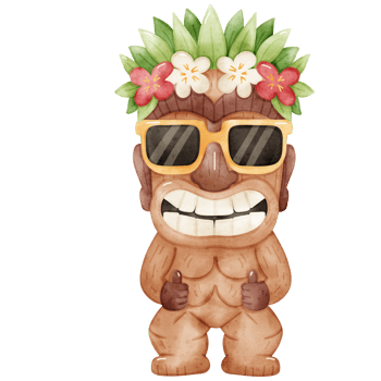 Cool Tiki with Sunglasses and Lei png