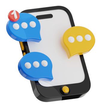 Chatting 3d illustration. smartphone icon. png