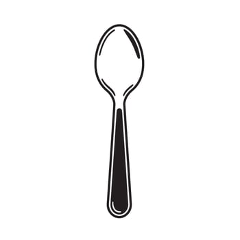 Clean black and white illustration of a spoon silhouette perfect for culinary arts restaurant and food themed designs vector