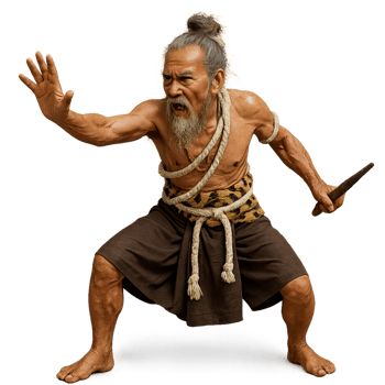 Traditional Thai Exorcist in Dynamic Action Pose with Simple Design png