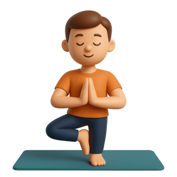 Cartoon Animation of a Person Practicing Simple Yoga Pose png