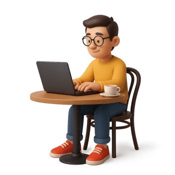Creative Freelancer Working in a Cozy CafeSetting for Inspiration png