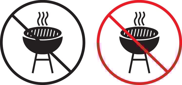 No grill sign, Informational sign. No grill signs and symbol symbol illustration, vector