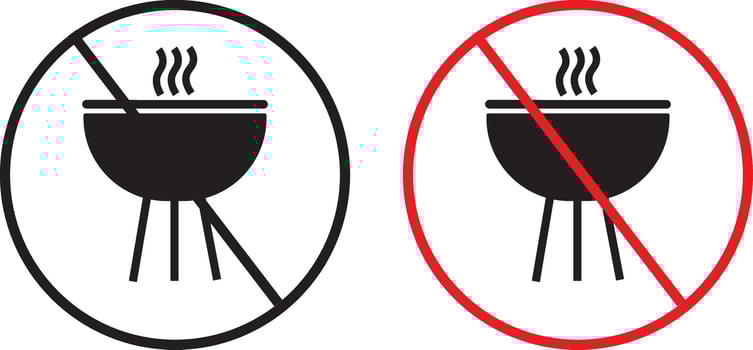 set off No grill icons, Informational sign. No grill signs and symbol symbol illustration, vector