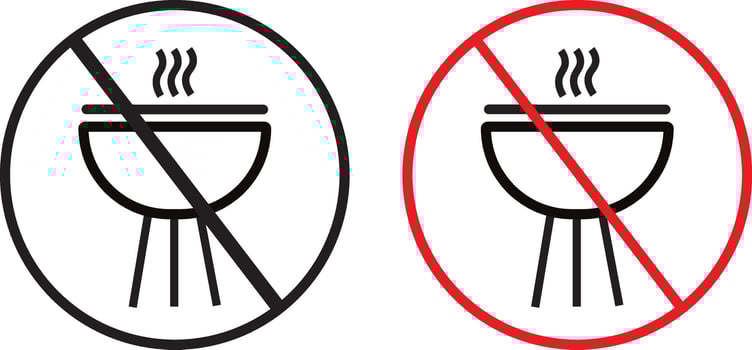 Prno Grill BBQ icon set, no Grill BBQ icon setsign. No grill signs and symbol symbol illustration, vector