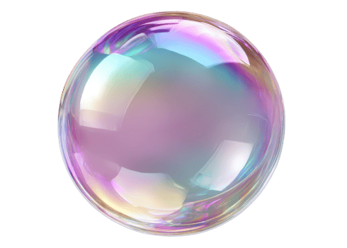 Soap bubble isolated on transparent background, sphere, reflection, iridescent. png