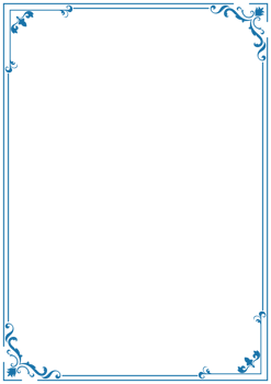 A4 vintage blue photo frame, vintage decorative border, transparent background graphic elements png