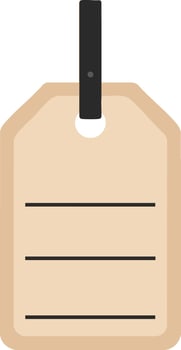 Blank beige price tag with black string and horizontal lines for writing information illustration vector