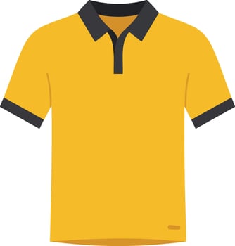 Yellow polo shirt with black collar and sleeve trim casual clothing illustration for fashion design vector