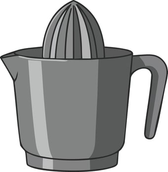 Manual citrus juicer with handle for kitchen use illustration in grayscale design vector