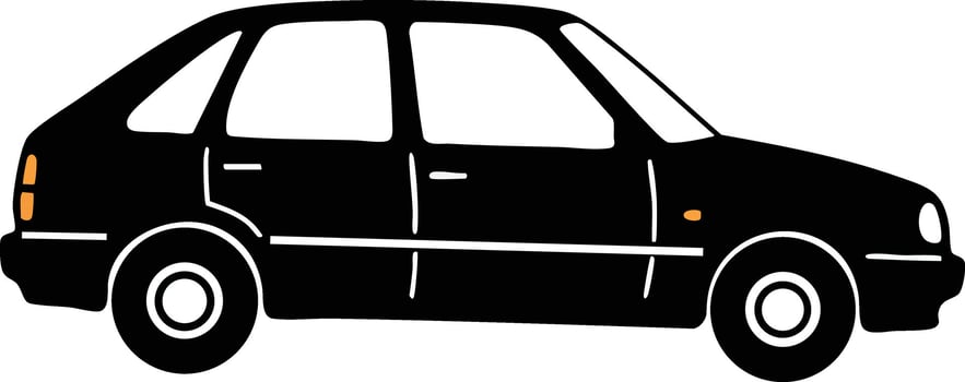 Compact black hatchback car side view illustration with simple design and clean lines vector