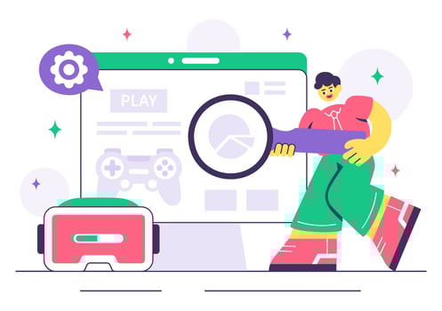 Illustration Featuring Game Developers Working with Code and Digital Technology vector