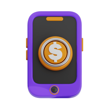 Smartphone and dollar coin 3d illustration. png