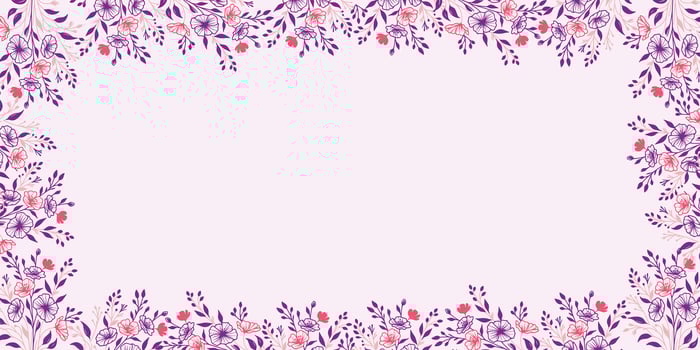 Floral decorative border in purple and pink vector