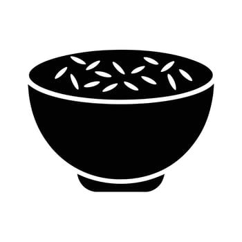 Rice Bowl Silhouette Stencil Icon vector