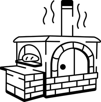 A sketchy style icon of a russian oven stove vector