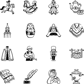 Collection of Doodle Style Russian Icons vector