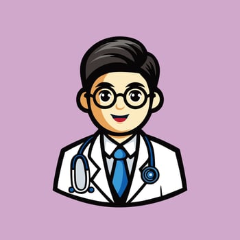 Doctor avatar icon in cartoon style vector