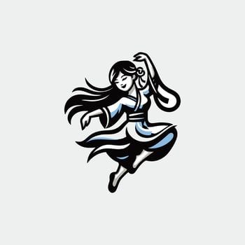 A woman in a blue dress dancing vector