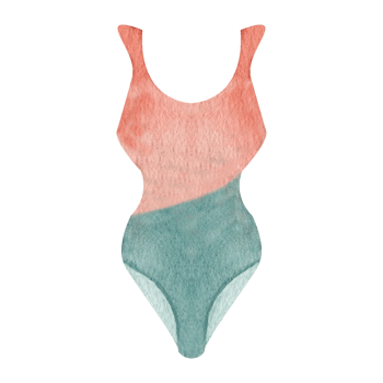Vintage one-piece swimsuit in red and blue colors. Watercolor illustration hand drawn and isolated. Summer fashion element is perfect for beach themed designs, travel blogs, textiles, summer vacation. png