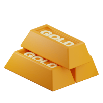 Two gold bars forming a stack on transparent background png