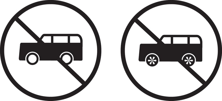 no car icon set. Forbidden Sign,Parking prohibited symbol,Concept for transportation, vector