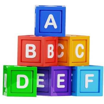 Alphabet cube 3d illustration. education tool icon. png