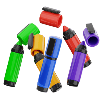 Whiteboard marker 3d illustration. colorful pen icon. png