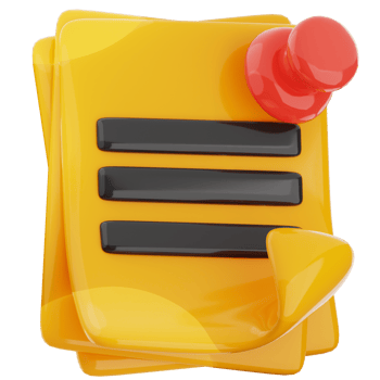 Sticky notes 3d illustration. yellow memo paper icon. png