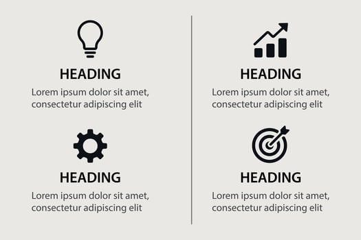 Flat minimal icon grid for business and strategy concepts vector