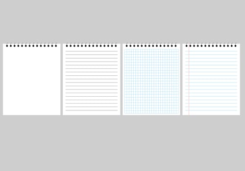 Paper page of notebook set. architectural graph paper. Notepad sheet backdrop with dotted surface. Education or school empty memo vector
